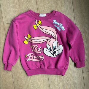 Vintage 90s Tiny Toons Babs Bunny Pink Kids Sweatshirt (XS)